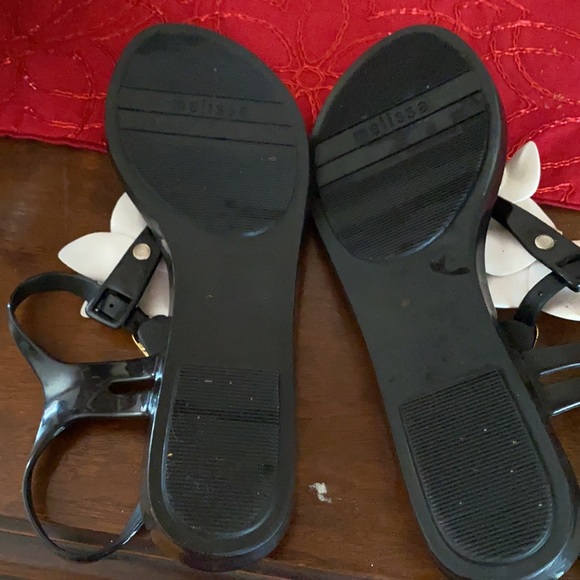 Melissa black white flower jelly sandals sz 9 - Picture 4 of 5